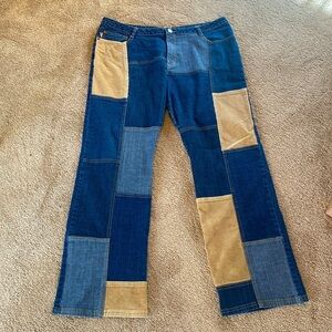 VTG Pelle Pelle Patchwork Denim Corduroy Jeans Pants Zip Fly Relaxed W36 L31”